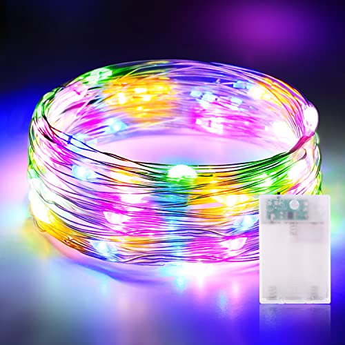 Lichterkette Batterie Timer, LED Lichterkette Bunt Batterie 3 meter 30er LED DIY Kleine Innen Lichterketten Wasserdicht Lichter für Halloween Weihnachten Garten Innen Deko (1 Stück, Bunt)