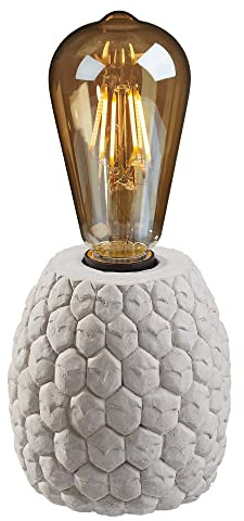hellum LED Tischlampe batteriebetrieben mit Timer, Tischleuchte Vintage auf Zementfuß Zahnrad, Dekolampe zementgraue Farbe mit LED Glühbirne in gold, Retro-Stil Nachttischlampe, 523980