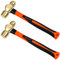 WEDO 2PCS Brass Ball Peen Hammer Set,3/4lb+1lb,Fiberglass Handle,Die-Forged,Corrosion Resistant,DIN Standard