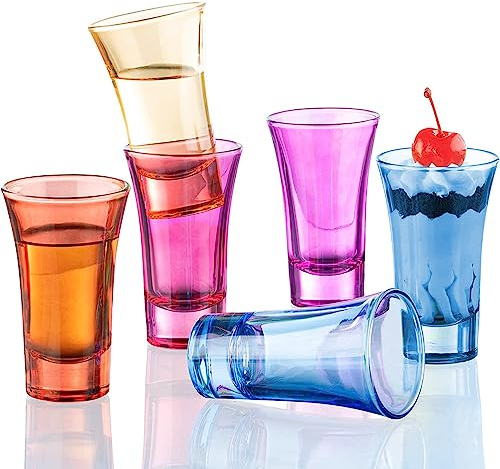 CHEVVY 35ml Kurze Shotgläser Set Shotgläser Set 6 Wodkagläser Pinnchen aus Glas für Cocktails Wodka Jägermeister Espresso Likör Tequila Whisky