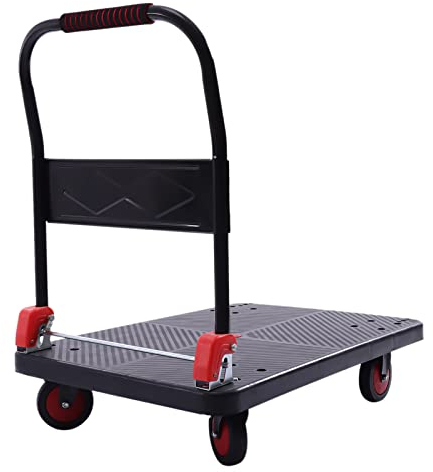 Plattformwagen Schwerlast Transportwagen mit geräuscharmen TPR-Rädern Verbreiterte Plattform 58 * 88cm Tragfähigkeit: 400kg