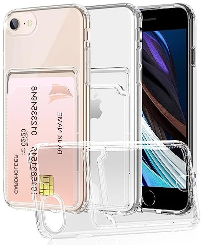 SineOrdo Case for iPhone 6/7/8/SE - Clear Phone Case with Card Holder - Shockproof Slim Cover - Transparent