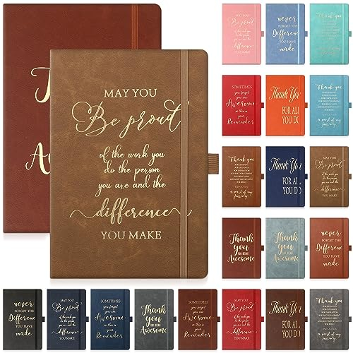 Tisancy Lot de 20 carnets inspirants en cuir pour remise de diplôme - Cadeau de remerciement pour employé - Carnet inspirant pour la semaine d'entretien ménager (remerciement, format A5)
