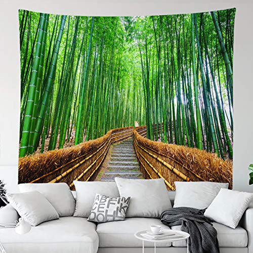 CHENGOR Bambuswald Weg Tapisserie Zen Room Decor Wandbehang Tapisserie Wohnzimmer Schlafzimmer Schlafsaal Hintergrund 200 x 150 cm