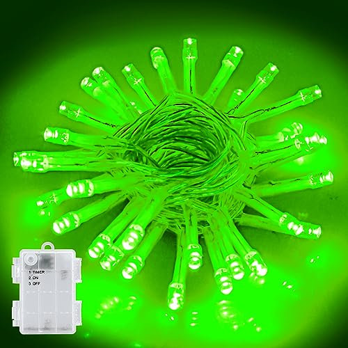 Gcstnn Halloween Green Fairy Lights Outdoor, 3M 30 LEDs Halloween Decor String Lights, Timer Function, IP65 Waterproof Battery Operated for Themed Party Carnival Outdoor/Indoor Decorations.