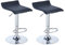 Lot de 2 Tabourets de Bar, Chaises Haut, Hauteur Réglable, Revêtement en PU, Rotatif sur 360°, avec Dossier et Repose-Pieds, Pied Chromé, 39 cm (L) x 40 cm (l) x 67-87 cm (H) (Noir)