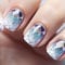 Ceboic Press on Nails Short, 24Pcs Square Purple Blue Smudge False Nails French Tip Fake Nails with Design, Ballerina Glue on Nails Natural Acrylic Full Cover Stick on Nails for Women and Girls