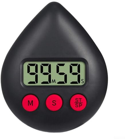FUBESK Minuteur de douche numérique étanche avec trou de suspension à ventouse pour cuisine, école, pâtisserie, douche (noir)