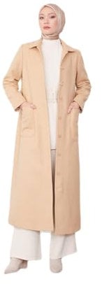 ARMİNE-Mantel mit Taschenzubehör und Abnähern – moderne und elegante Hijab-Mode | 44 - Beige