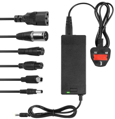 AUAUY 42V 2A Electric Scooter Charger, Universal Plugs for Xiaomi Scooter, Lithium Battery Hoverboard & Electric Bike Charger, with 6 Connectors