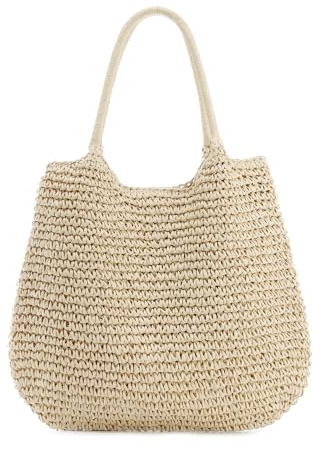 SUKUTU Grand sac de plage en paille tressée pour femme Sac fourre-tout d'été Sac à main d'épaule pour femme