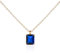 namana Kette mit Saphirblaue Anhänger für Damen mit einem rechteckigen Solitärstein, zierliche Halsketten für Frauen aus 925er Sterling Silber, Goldkette mit einem blauen Stein im Smaragdschliff
