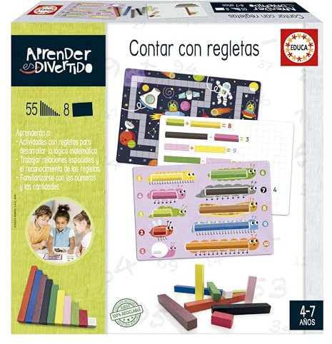 Educa - Contar con regletas | Regletas Cuisenaire, la Herramienta para Trabajar Contenido matemático y desarrollar Pensamiento lógico-matemático. A Partir de 5 6 7 años (20110)