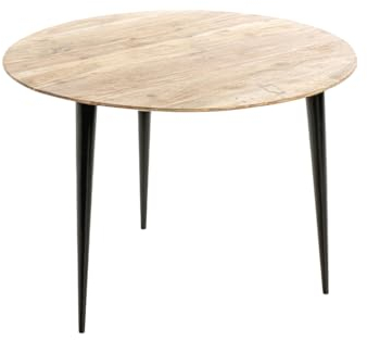 HAKU Möbel Beistelltisch, akazie, schwarz, Massivholz, Metall - Maße: H 46 x Ø 65 cm, Style: Modern