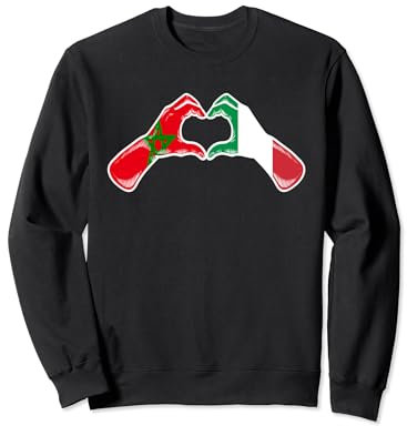 Bandiera del Marocco Italia - Cuore marocchino italiano Felpa