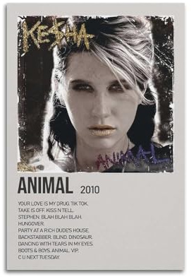MJIFEI Poster mit Tiermotiv von Kesha, Vintage-Kunst, Raumdekoration, ästhetisches Schlafzimmer-Poster für Schlafzimmer, 30 x 45 cm, ungerahmter Stil