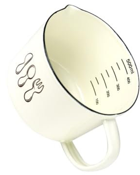 RORPOIR 1pc Enamel Measuring Cup Scales Capacity Kitchen Jug for Tea and Juice and Easy to Clean for Home Restaurant and Use