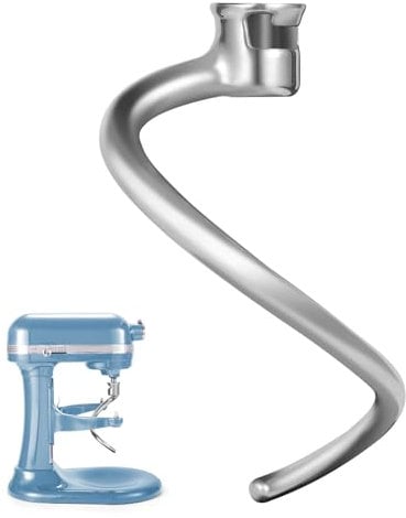 Stainless Steel Dough Hook Replacement for KitchenAid 7 QT Bowl-Lift Stand Mixers, Stainless Steel Spiral Dough Hook Attachment for Kitchen aid Attachment Parts, Dishwasher Safe