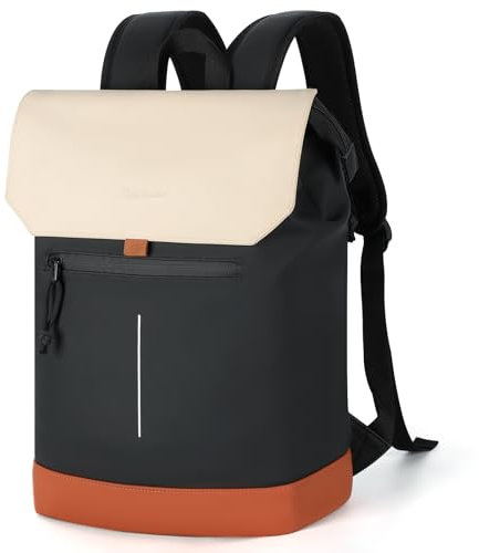 Lekeinchi Zaino Donna Elegante Porta PC 15.6 Pollici, Borsa in Pelle Impermeabile per Laptop, Viaggio, Università, Lavoro, Ufficio - Nero Marrone