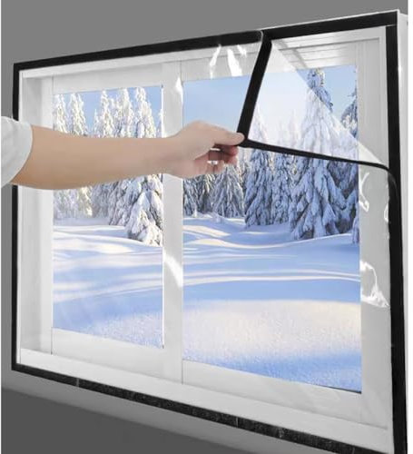 90 x 150 cm, kit d'isolation de fenêtre transparent, film isolant imperméable, bâche garde au chaud, pour chambre à coucher, bureau