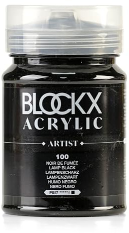 Blockx 65100BXC - Dose 500ml, feine Acrylfarbe, Acrylic Artist, deckend und satiniert, PBI 7 Rauchschwarz, 1 Stück