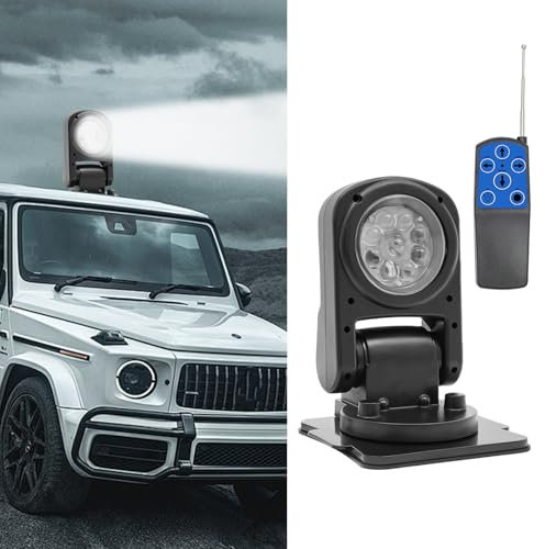LOYEMAADE Suchscheinwerfer LED Suchlicht Mit Fernbedienung 360° Links/Rechts, 180° Auf/Ab,Faltbare Lampenkopf Bootssuchscheinwerfer,für Yachten, Marine, Fischerboote,Geländewagen, Lastwagen