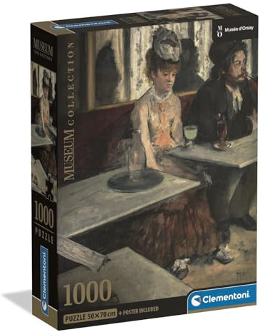 Clementoni Puzzle Museum Collection 1000 Teile Erwachsene - Degas Im Café - 70 x 50 cm - Anspruchsvolles Puzzle 14-99 Jahre - 39974