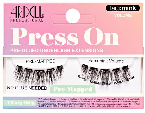 Ardell Press On Lashes Pre-Mapped DIY Lash Clusters - Fauxmink Volume, Pre-Glued Underlash, Easy to Apply False Eyelashes, Eyelash Extensions