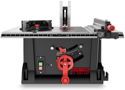 MarvTool 15Amp Portable Table Saw 10 inch, 4600RPM Compact Tablesaw with 36T Blade, 90°Cross Cut & 0-45°Cutting, Multifunctional Benchtop Saw for DIY Furniture Making Woodworking