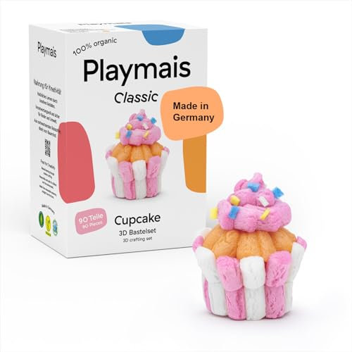 Playmais Classic Cupcake | 90 Teile | Bastelset | natürliches Spielzeug | inkl. Schwämmchen| vegan, verantwortungsvoll & sicher für Kinder & Umwelt | ab 3 Jahren