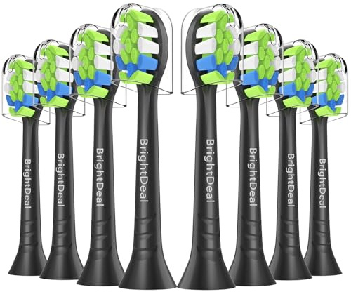 BrightDeal Aufsätze Kompatibel mit Philips Sonicare Ersatzbürsten, 8er zahnbürstenaufsatz Kompatibel mit Philips Sonicare Sensitive Elektrische Zahnbürste, Schwarz