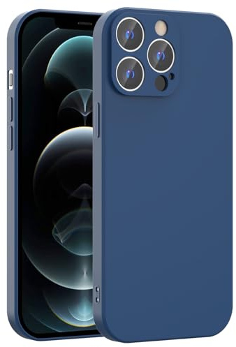 Silicone Case for iPhone 12 Pro Max, Full Camera Protection, Slim Liquid Silicone Phone Bumper Cover, Soft Touch, Antiskid, DustProof, Shockproof, Drop-Resistant, Anti-Scratch Cases (Dark Blue)