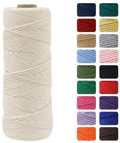 MOMAHUA 2MM Macrame Cord Rope 100m Ivory Chemical Free Rope for DIY Crafts,Home Decor and Gift Wrapping,Christmas Wedding Decors