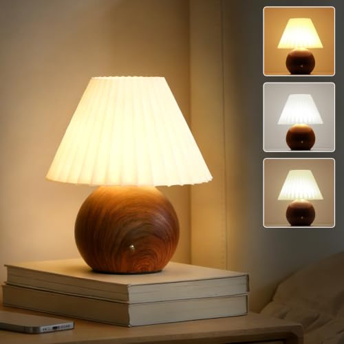 DEELUX Pilz Nachttischlampe,Akku Tischlampe Kabellos Dimmbar,Dunkelholz | Tischlampe 5200mAh IP54 Wasserdicht USB-C Nachtlicht für Schlafzimmer, 2700K/3600K/5000K Wohnzimmer,Garten,Terrasse,Camping