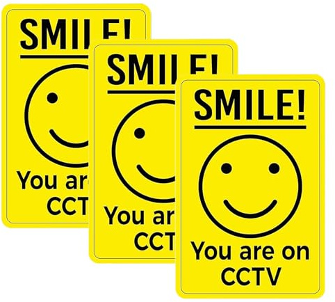 6 Pack Smile You Are On CCTV Sign Stickers 15x10cm,Adhesive Stickers For Outdoor Use Camera Warning Decals For Home,Shop,Office