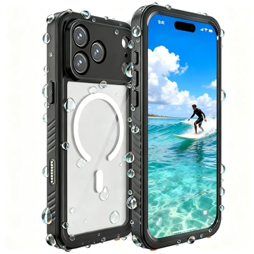 FYHCMC for iPhone 17 Pro Case Waterproof Compatible MagSafe,Underwater/Shockproof/Dustproof, 360° Full Body Sealed Cover with Built-in Screen & Camera Protector Phone Case for iPhone 17 Pro Black