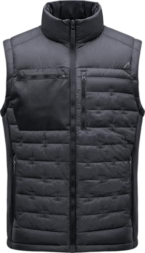 ACE Constructor Gilet da lavoro da uomo - con collo in pile e 4 tasche per il lavoro - gilet caldo da uomo - Nero - 3XL
