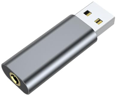 Adaptateur audio USB externe – Carte son USB 2 en 1 avec prise jack 3,5 mm | Convertisseur de casque d'ordinateur portable sans pilote, compatible avec discussion vocale, musique, appels, utilisation
