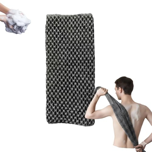 Serviette De Douche Exfoliante Ecovia – Gant de Gommage en Fibre de Bambou et Charbon Actif, Exfoliation Douce du Corps, Accessoire Bain (Grau 1)