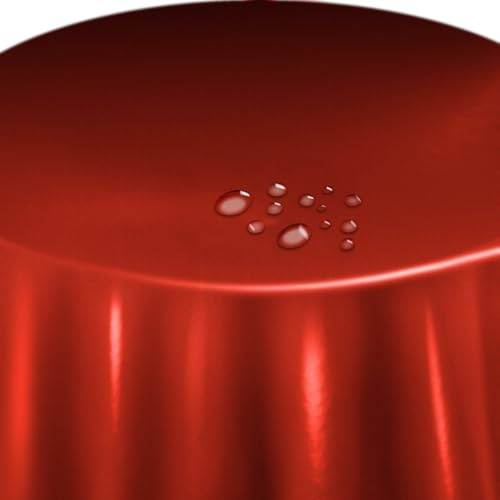 Lacktischdecke Wachstuch Wachstischdecke Rot Rund 100 cm abwaschbare Tischdecke, Gartentischdecke, wasserabweisend