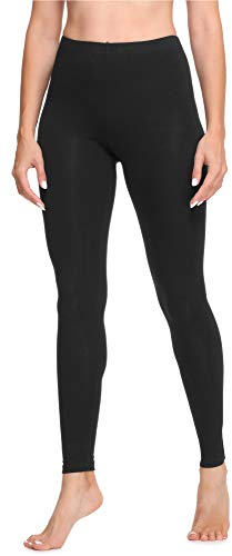 Ladeheid Leggings Damen aus Baumwolle Bequeme und Lange Leggins für Frauen für Frühling Sommer Herbst Winter Saison LA40-133 (Schwarz, L)