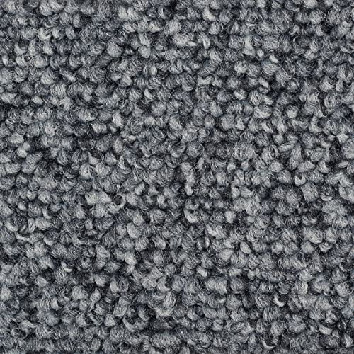Teppichboden grau Meterware in 400 und 500 cm Breite strapazierfähige Auslegware mit Schlingen Struktur für Büro und Gewerbe
