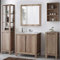 Lomadox Landhaus Badmöbel Set Komplett 5-teilig ● Holzoptik Country Eiche Nb. ● 80cm Waschtisch-Unterschrank mit Keramik-Waschbecken ● Hochschrank, Wandregal, Unterschrank & Spiegel