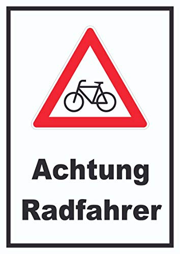 HB-Druck Achtung Radfahrer Fahrräder Schild A5 Rückseite selbstklebend
