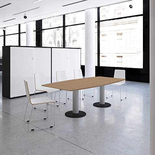 Weber Büro Optima Konferenztisch Bootsform 200x100 cm Besprechungstisch Bernstein-Eiche Tisch Esstisch Küchentisch