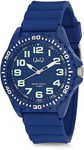 Q&Q Herren-Uhr Kunststoff Dornschließe Leuchtzeiger 10 Bar Analog Quarz VS16J009Y