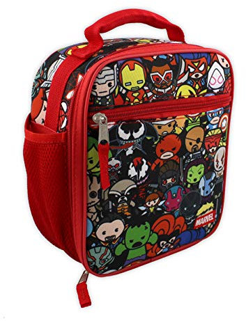 Marvel Kawaii Avengers Girls Boys Soft Insulated School Lunch Box (One Size, Red/Multi)