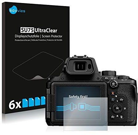 Savvies 6 Stück Schutzfolie für Nikon Coolpix P950 Displayschutz-Folie Ultra-Transparent