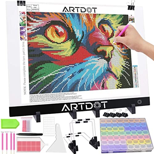 ARTDOT Leuchttisch A3 als 5D Diamond Painting Zubehör, Einstellbare Helligkeit Diamant Painting Lichtplatten mit Ständer für Diamond Painting Erwachsene