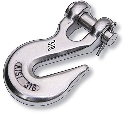 Gancho para cadena de acero inoxidable A4 con cierre automático para 10 mm de diámetro, no se oxida, ganchos Niro V4A